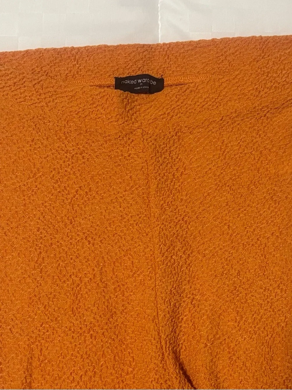 Naked Wardrobe Orange High Waisted Textured Leggings Size: Medium